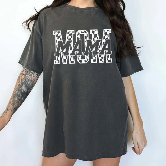 MAPTEES Checkered Mom Comfort Colors Shirt, Motherhood T-shirt, Mom Life Graphic Tee, 90s Mama Clothing, Mother's Day Gifts, Gift For Wife