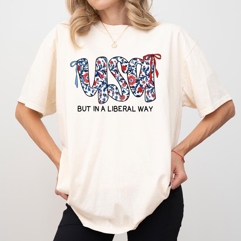 MAPTEES Coquette USA Comfort Colors Shirt, USA But In A Liberal Way T-shirt, Memorial Day Graphic Tee, Independence Day Clothing