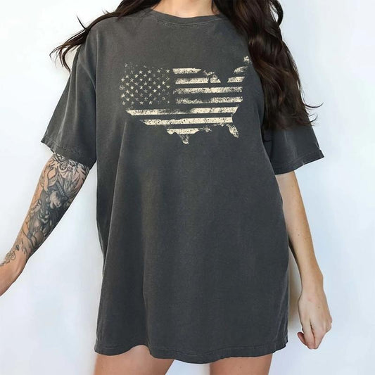 MAPTEES Vintage America Flag Comfort Colors Shirt, Retro America Pride T-shirt, Vintage Patriot Graphic Tee, 4th Of July Clothing, Memorial Day Shirt