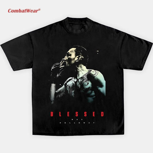 MAX HOLLOWAY BLESSED TEE, Boxing T-shirt, UFC Shirt, Fighter Tee, Graphic Boxing Champ T-Shirt