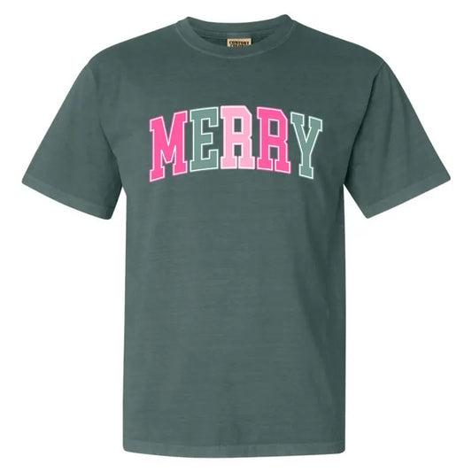 MERRY Varsity Letter Comfort Colors T-Shirt 'NLB'