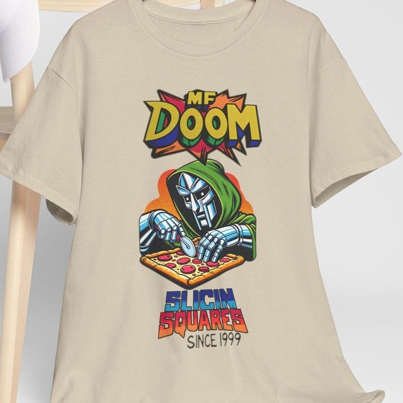 MF DOOM T-Shirt Comic Vintage Style - Hip Hop Icon Graphic Tee -Retro Rapper Shirt - Underground Legend Hip Hop Gift Shirt 'Slicin Squares'