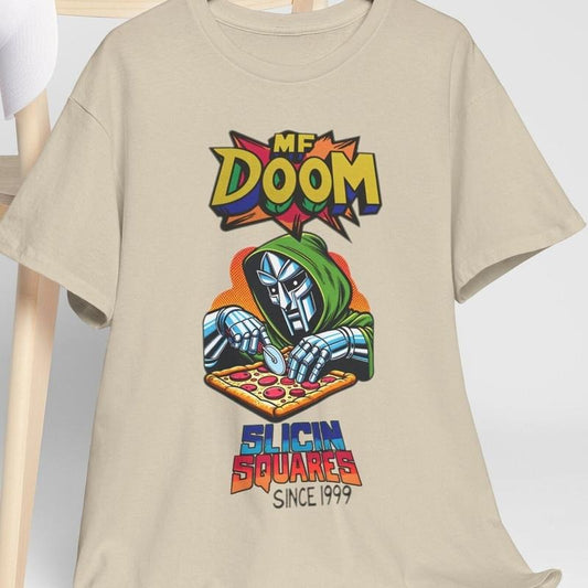 MF DOOM T-Shirt Comic Vintage Style - Hip Hop Icon Graphic Tee -Retro Rapper Shirt - Underground Legend Hip Hop Gift Shirt 'Slicin Squares'