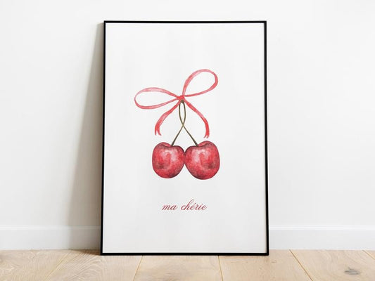 Ma Cherie Print, Coquette Bow Poster, Retro Quote Poster, Wall Decor Poster, Romantic Poster, Bow Poster, Coquette Poster, Poster Prints No Frame, Gifts For Women Bedroom Wall Decor, Vintage Poster Art, Gifts For Birthday Christmas Artwork Landscape