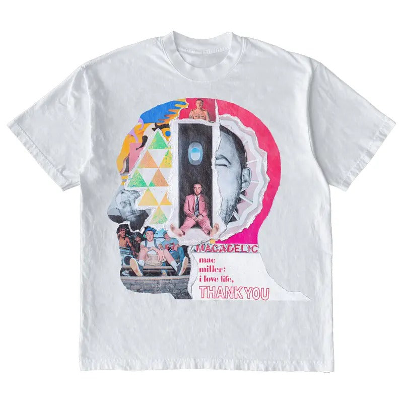 Mac Miller Head Collage Shirt Vintage Rapper Graphic Tee Shirt Rap Hip Hop Merch Oversized Heavy Cotton Men Women Menswear Topstyle{n002}2