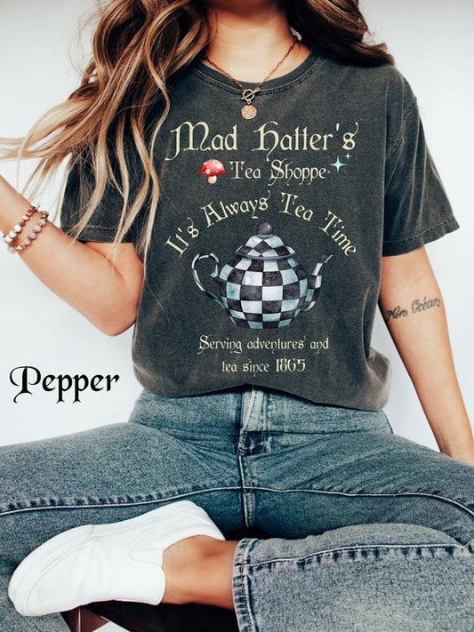 Mad Hatter Shirt, Alice Tea Party Shirt, Alice in Wonderland Shirt, Vintage Alice in Wonderland Shirt, Lewis Carroll, T-Shirt