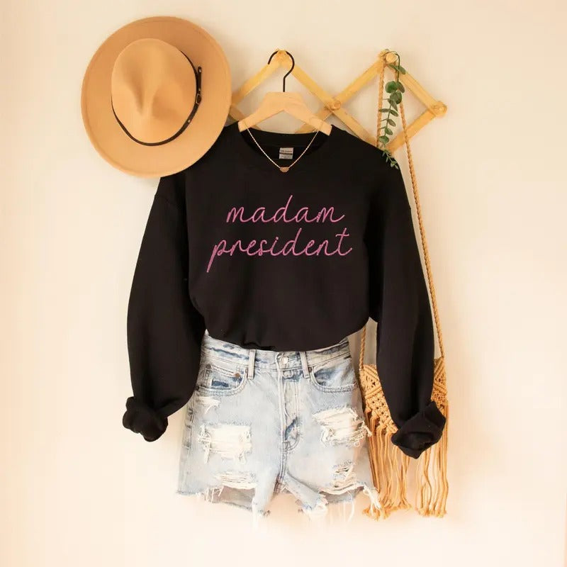 Madam President Sweatshirt, Democrat Rally Sweater, Support Kamala Harris Gift, First Female President Crewneck