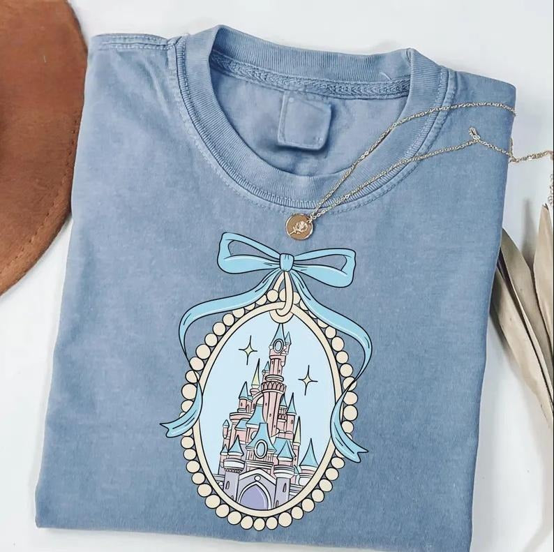 Magical Castle with Blue Coquette Shirt, Magical Princess Castle Sweatshirt, Girl Trip, Family matching shirt, birthday girl shirt, vacation summer outfits