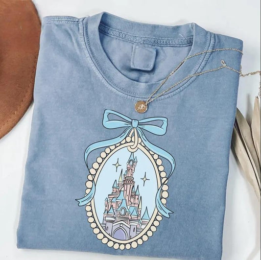 Magical Castle with Blue Coquette Shirt, Magical Princess Castle Sweatshirt, Girl Trip, Family matching shirt, birthday girl shirt, vacation summer outfits