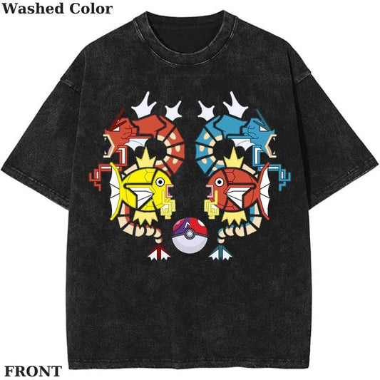 Magikarp Gyarados Pokemon Graphic T-Shirt, Pokemon T-Shirt, PKM Shirt, Anime Funny Shirt, Vintage Tee Streetwear Shortsleeve Printed Womenswear Top