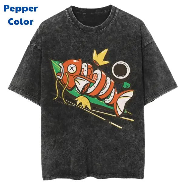 Magikarp Vintage Tee, Magikarp Shusi T-Shirt, Pokemon Tee, Anime Shirt, Animation Graphic Tees, Gym Shirt, Unisex T-Shirt, Gift For Men Women