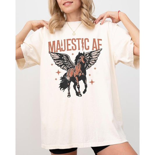 Majestic AF, Unicorn, Winged Horse, Retro, Aesthetic, Funny, Humorous Tshirt, Women's Comfort Color Tee, Tshirt