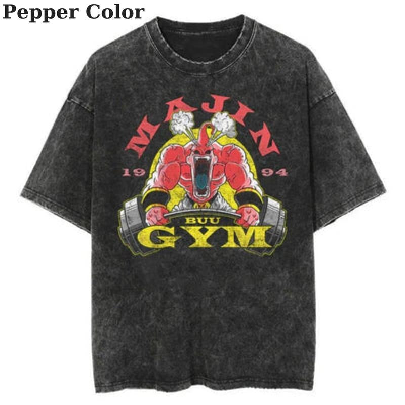 Majin Gym Power Unleashed Vintage T-Shirt, Anime T-Shirt, Workout T-Shirt, Gym T-Shirt, Pump Cover, Gift for Him, Fitness Gift, Weightlifting T-Shirt, Manga Vintage Crewneck Menswear Top