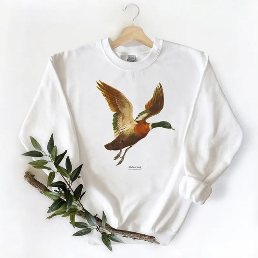Mallard Duck National Wildlife Watercolor Unisex Sweatshirt Pullover, Hunting Season T-shirt, hoodie Cotton Fabric Womenswear