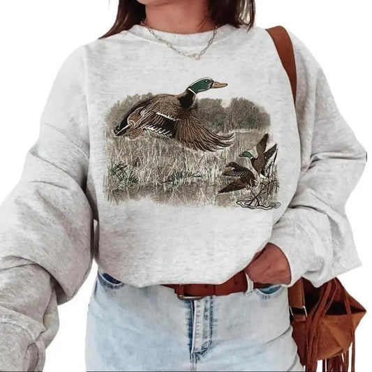 Mallard Duck Retro Unisex Sweaters, Animal Lover Shirt, Fall Shirt, Retro Fall Shirt, Vintage Fall Crewneck