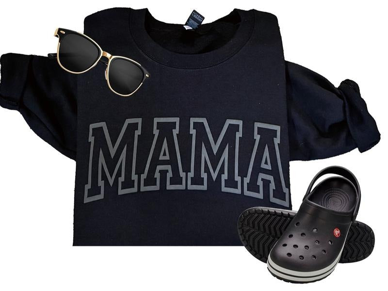 Mama Black Gildan Brand | Sweatshirt and Tshirt Puff Vinyl Casual Comfort Comfortable Sweaters Womenswear Day Hoodie Simple