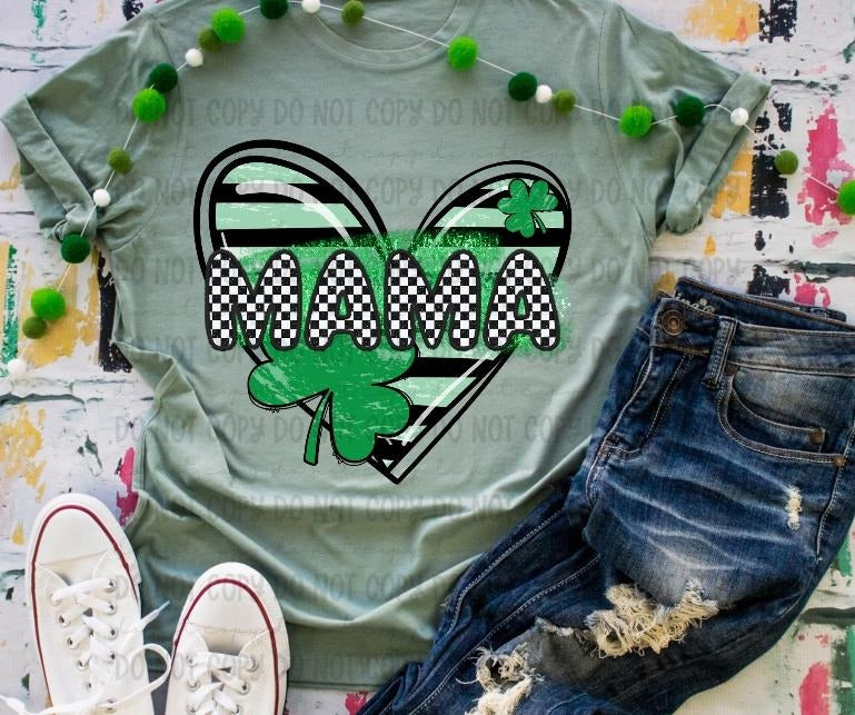 Mama Clover Heart DTF Transfers - THIS IS NOT A SHIRT