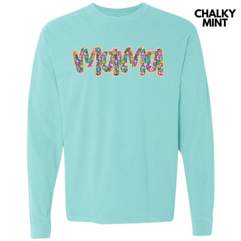 Mama Ditzy Floral Long Sleeve Comfort Colors T-Shirt 'NLB'