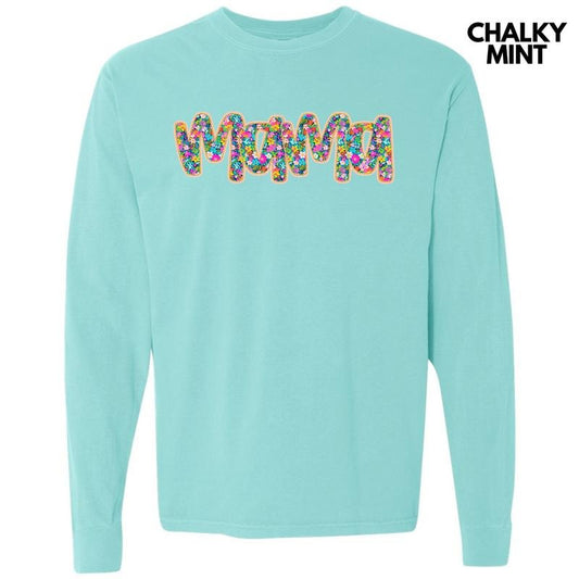 Mama Ditzy Floral Long Sleeve Comfort Colors T-Shirt 'NLB'