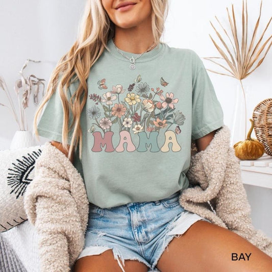 Mama Shirt, Vintage Style Mama Shirt, Wildflowers Mama Shirt, New Mom T-shirt, Birthday Gift For Mom, Mothers Day Gift Shirt