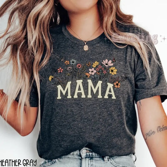 Mama Shirt, Wildflowers Mama TShirt, Mothers Day Gift for New Mom Gift, Baby Shower Gift, Pregnancy Gift, Mom Est 2024, Retro flower shirt Top Womenswear