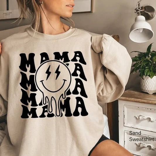 Mama Smile Shirt Happy Face Sweatshirt Aesthetic Mama Hoodie Happy Face Shirt For Mom Mothers Day Gift Mom's Birthday Gifts E5705 TK62GN