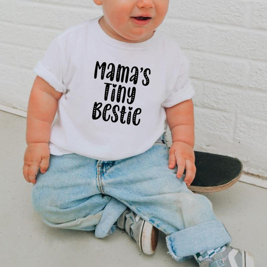 Mama's Tiny Bestie, Toddler T-Shirts & Baby Bodysuits, Graphic Infant Clothes, Cute Baby Shower Gift, Trendy Kids Apparel, Soft Cotton Outfits