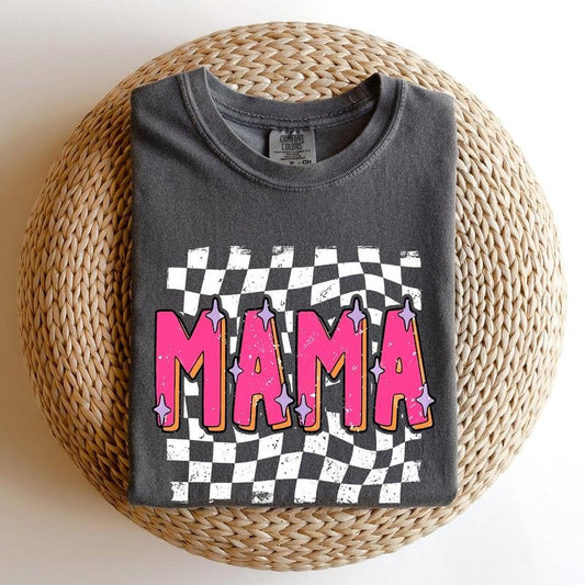 Mama, Checkered, Vibrant, Retro, Vintage Tshirt, Women's Comfort Colors Tee