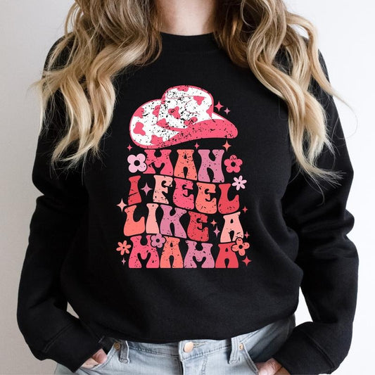 Man I Feel Like A Mama Sweatshirt, Western Mama Hoodie, Retro Cowgirl Mom Sweater, New Mom Gift Hoodie, Gender Reveal Mother Outfit, Baby Announcement.