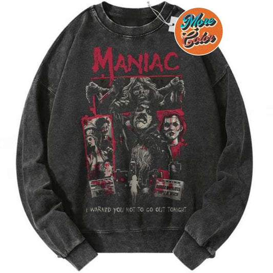 Maniac Horror Anime Vintage Shirts, Cotton Unisex Sweatshirt, Crew Neck, Size S- 3XL, Menswear Top, Womenswear Top Underwear Streetwear