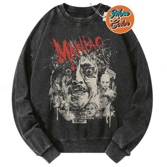 Maniac Horror Movie Anime Vintage Shirts, Cotton Unisex Sweatshirt, Crew Neck, Size S- 3XL, Menswear Top, Womenswear Top Underwear Streetwear