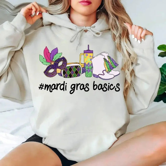 Mardi Gras Basics Tshirt Sweatshirt Hoodie, Shake Your Bootie Shirt, Mask Mardi Gras, Retro Fat Tuesday Shirt, Unisex Sweater Pullover Tee