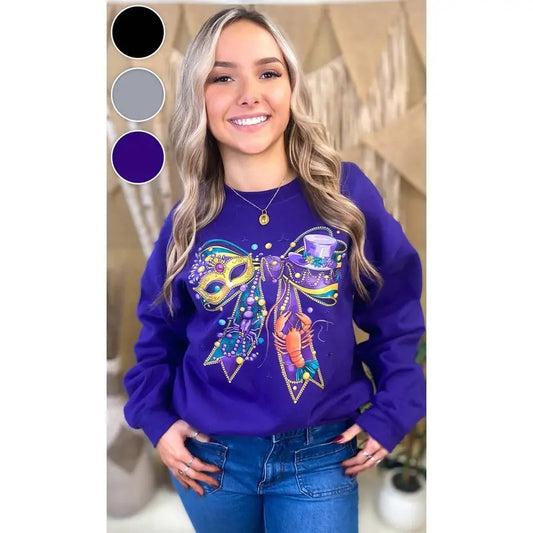 Mardi Gras Bow Graphic Sweatshirt