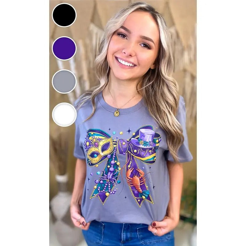 Mardi Gras Bow Graphic T-Shirt