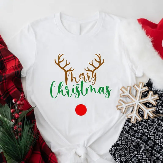 Marry Christmas T-Shirt, Family Matching Christmas Shirt, Christmas Deer Lover Tee, Reindeer Shirt, Winter Holiday Gift Tee.