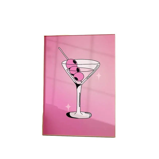 Martini, Espresso Martini, 'tini Time, Dirty Martini Retro Wall Decor, Pink Illustration, Doodle Cocktail Preppy Decor Bar Cart, Gifts For Her Wall Decor, Poster Prints No Frame, Dorm Room Decor, Poster For Room, Gifts For Birthday Christmas Xmas