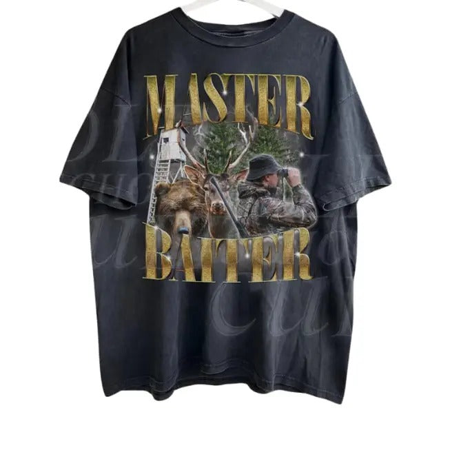Master Baiter Retro Hunter Vintage Graphic T-Shirt, Vintage Deer Hunter Shirt, Tees For Men, Funny Bear Tee, Husband Shirt, Hunting Lovers Dad Gift