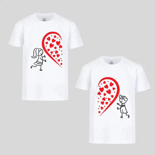 Matching Couple Bundle T-shirt, Couple Shirts, Happy Valentine's Day Tee, Matching Outfits For Couples Short Sleeve Top Cotton Casual Menswear