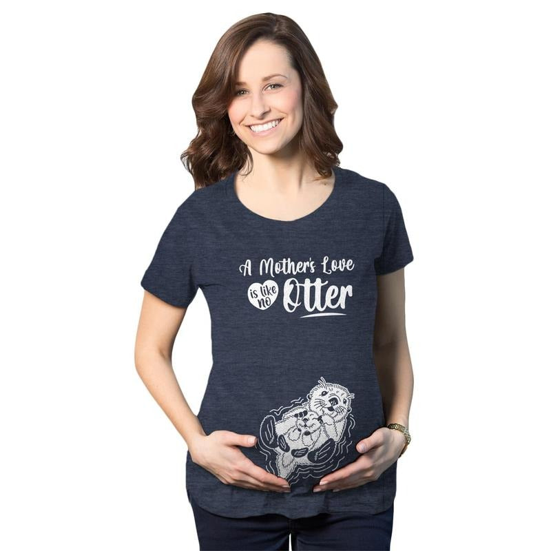 Maternity A Mothers Love Is Like No Otter T Shirt Cute Pregnancy Mothers Day Tee Funny Graphic Maternity Tee Cute Pregnancy Tees With Plus Sizes Animal Maternity Wear Funny Sarcastic Short Sleeve Navy - No