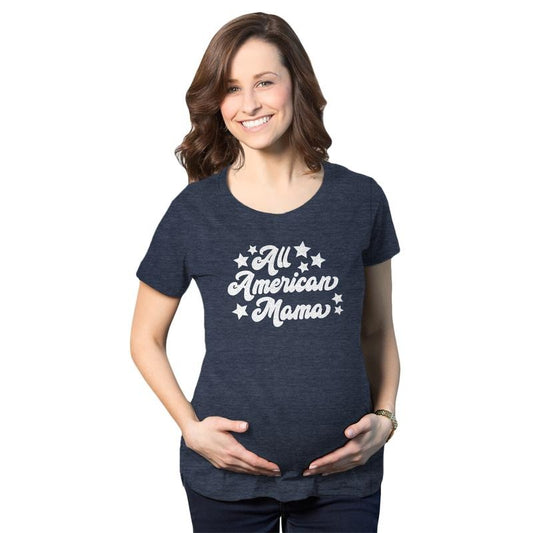 Maternity All American Mama T Shirt Cute 4th Of July Pregnancy Tee Funny Graphic Maternity Tee Cute Pregnancy Tees With Plus Sizes Patriotic Maternity Wear Funny Political Short Sleeve Funny Maternity Navy