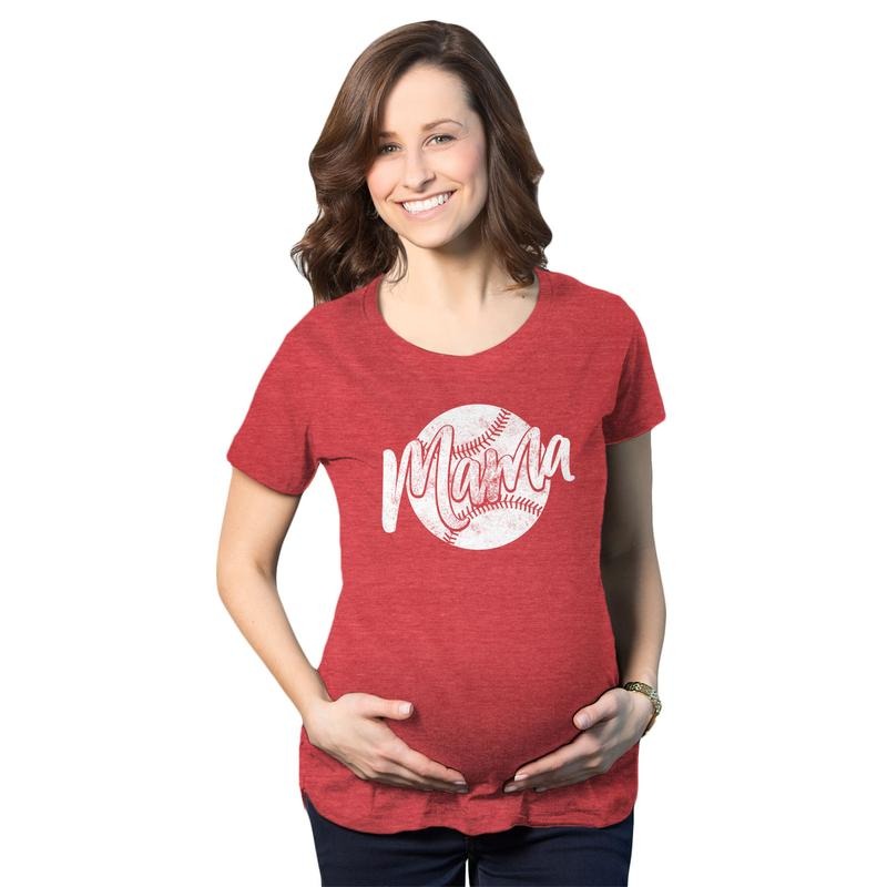 Maternity Baseball Mama T Shirt Cute Summer Sports Tee For Mom To Be Funny Graphic Maternity Tee Cute Pregnancy Tees With Plus Sizes Mother's Day Maternity Wear Funny Baseball Short Sleeve Funny Red