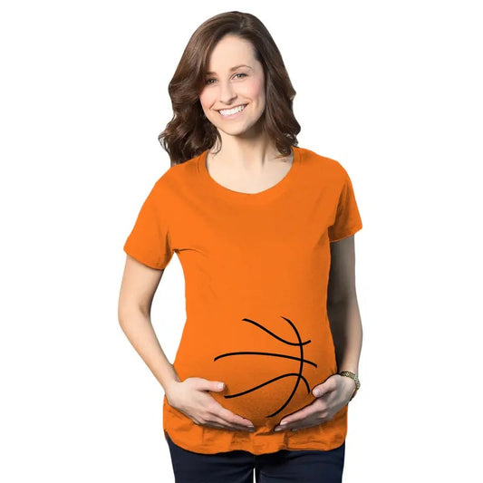 Maternity Basketball Bump Announcement Funny Pregnancy Gift Tee for Ladies Funny Graphic Maternity Tee Cute Pregnancy Tees With Plus Orange