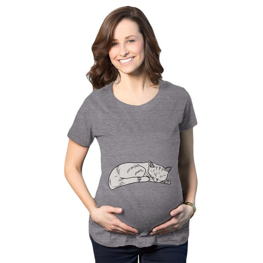 Maternity Cat On Baby Bump T Shirt Funny Adorable Kitty Pregnancy Tee Funny Graphic Maternity Tee Cute Pregnancy Tees With Plus Sizes Funny Cat Short Sleeve Funny Maternity Shirts