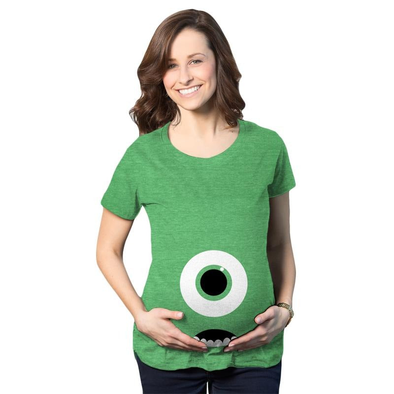 Maternity Halloween Shirts Funny Skeleton Baby Monster Eye Ball Cute Pregnancy Tee Funny Graphic Maternity Tee Cute Pregnancy Tees With Plus Sizes Halloween Maternity Wear Funny Maternity Shirts Green