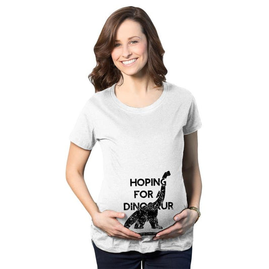 Maternity Hoping for a Dinosaur Funny Baby Pregnancy Announcement T shirt Funny Graphic Maternity Tee Cute Pregnancy Tees With Plus
