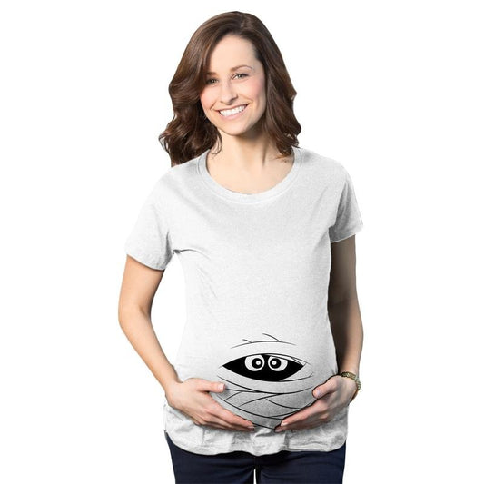 Maternity Peeking Mummy T Shirt Cute Funny Graphic Movie Pregnancy Tee Funny Graphic Maternity Tee Cute Pregnancy Tees With Plus Sizes Halloween Maternity Wear Funny Maternity Short Sleeve Funny White -
