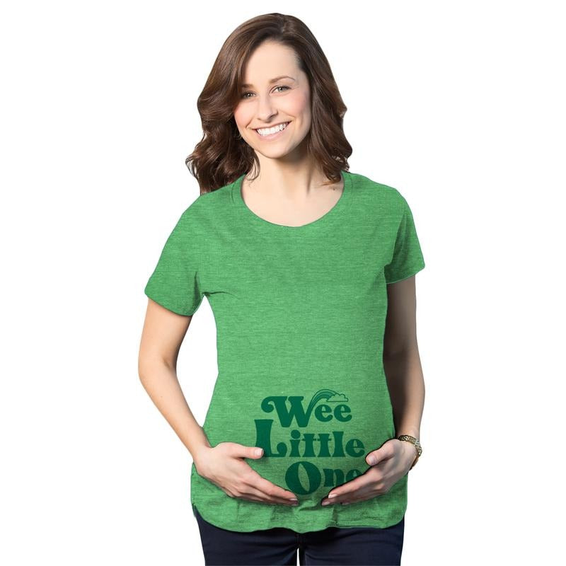 Maternity Wee Little One T Shirt Funny Pregnancy St Patricks Day Leprechaun Tee Funny Graphic Maternity Tee Cute Pregnancy Tees With Plus Sizes Saint Patrick's Day Maternity Wear Funny Maternity Green
