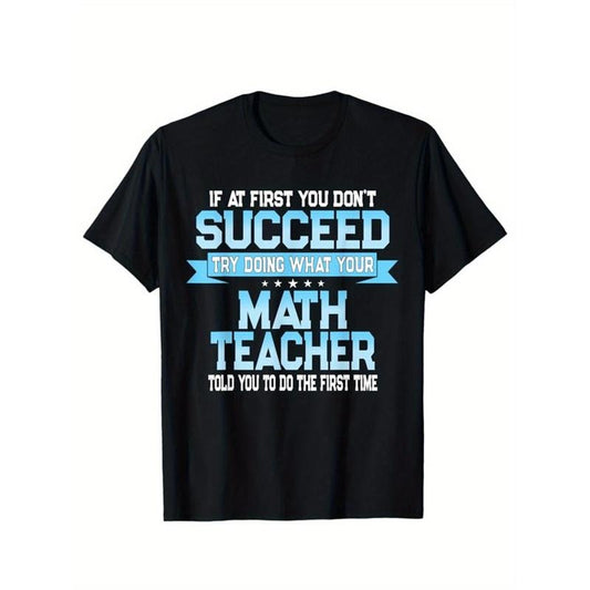 Math Print Men's Cotton Funny T-shirt, Graphic Tee Men's Outdoor Clothes, Men's Halloween Clothing, Casual Short Sleeve Crew Neck T-shirt, Tops For Men, Gift For Teacher made in usastyle{n002}2