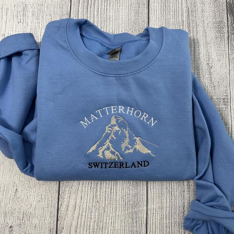 Matterhorn Switzerland Embroidered sweatshirt; Mountain's lover embroidered crewneck