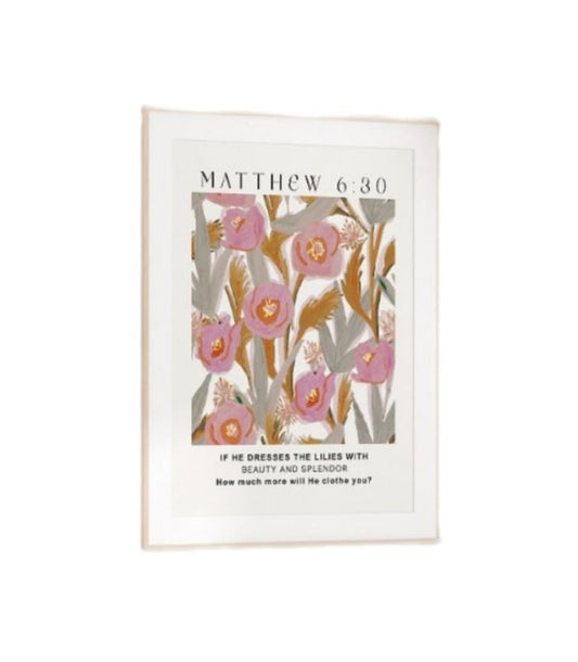 Matthew 6 Floral Pattern Art Wall Poster, Christian Home Decor, Christian Poster, Gifts For Christian Her Wall Art Decor, Poster Prints No Frame, Wall Hanging Decor, Vintage Poster Art, Gifts For Birthday